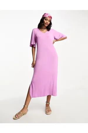 Pieces V neck maxi t-shirt dress in