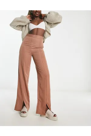 Heartbreak Pinstripe wide leg split front trousers in