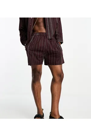 Reclaimed Summer shorts co-ord with stripe embroidery in burgundy