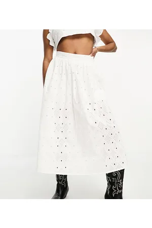 River Island Petite co-ord broderie midi skirt in