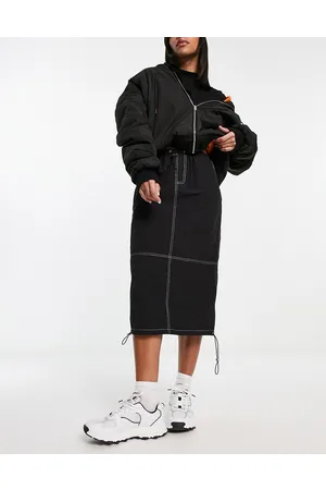 Heartbreak Parachute midi skirt with contrast stitch in