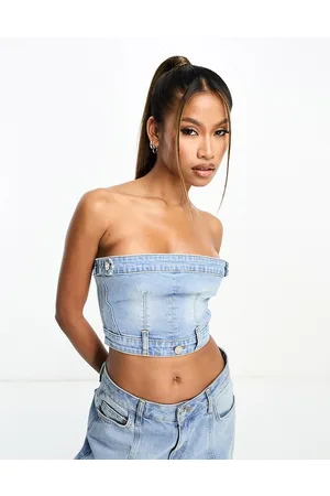 I saw it first Denim corset top in
