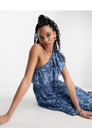 Whistles One shoulder tiered midi dress in bold floral