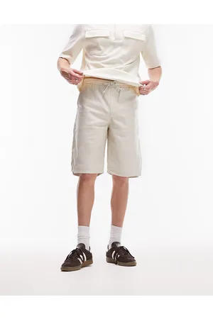 Topman Leather longline short in stone