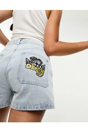 Obey Julia denim shorts in wash