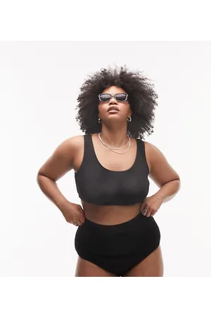 Topshop Curve rib crop bikini top in