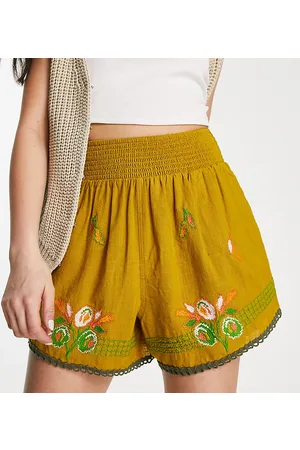 Reclaimed Embroidered shorts in washed