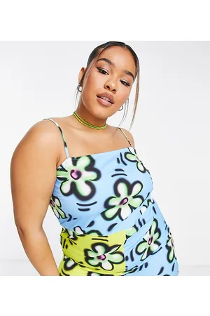 COLLUSION PLUS mixed floral strappy playsuit in