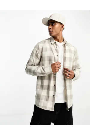 Only & Sons Buffalo check shirt in ecru and beige