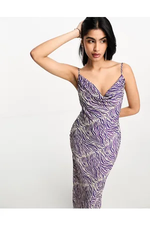 Pretty Lavish Keisha cowl neck maxi dress in iris zebra print
