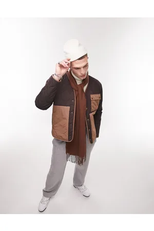 Topman Liner jacket with mixed fabric in