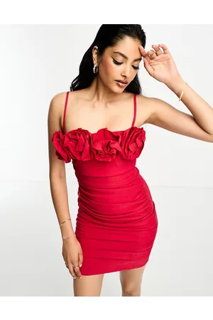 True Violet Sleek mini dress with ruffle detail in