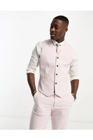 ASOS Oxford slim suit waistcoat in berry