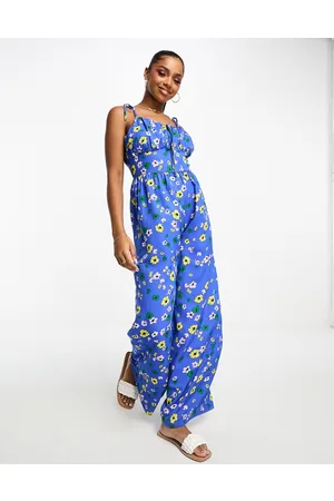 Influence Tie cami strap wide leg jumpsuit in floral print