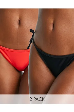 New Look 2 pack tie side bikini bottoms in