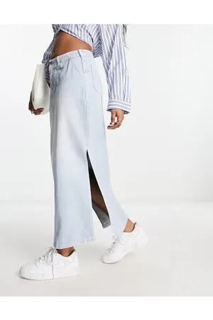 ASOS Denim cargo maxi skirt in bleach