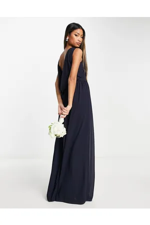 TFNC Chiffon maxi dress with deep cowl back in