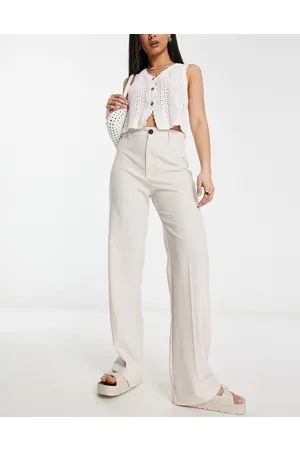 Pull&Bear High waisted tailored trousers in ecru