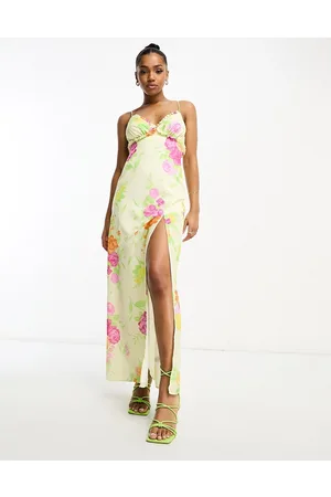 The Frolic Bloom floral print asymmetric ruffle maxi dress in