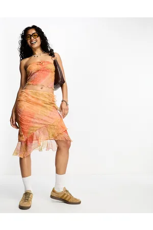 Reclaimed Ruffle midi skirt in paisley print co ord