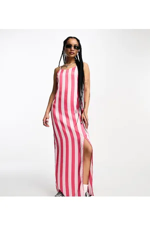 Heartbreak Satin cami maxi dress with side split in stripe