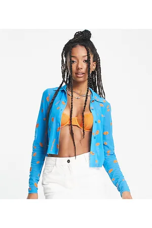 COLLUSION Flower embroidered mesh shirt in