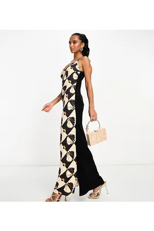Never Fully Dressed Petite contrast slip midaxi dress in shell print