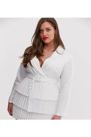 In The Style Plunge front blazer dress with pleated skirt in