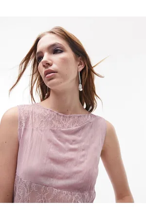 Topshop Crinkle lace cap sleeve top in