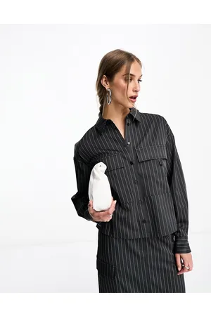 SELECTED Femme utility shirt co-ord in pinstripe