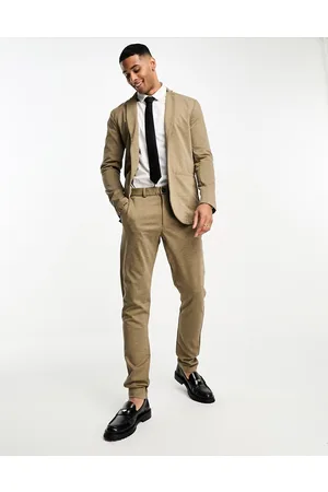 JACK & JONES Premium slim fit jersey suit jacket with slim trouser in beige