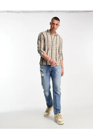 Farah Couzens checked revere collar shirt in smoky