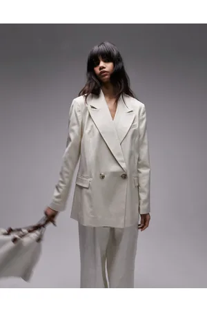 Topshop Co-ord straight blazer in light sand