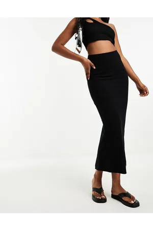 New Look Ribbed midaxi skirt in