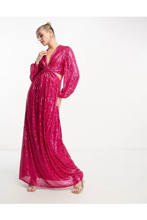 Style Cheat Sequin cut-out maxi dress in bright