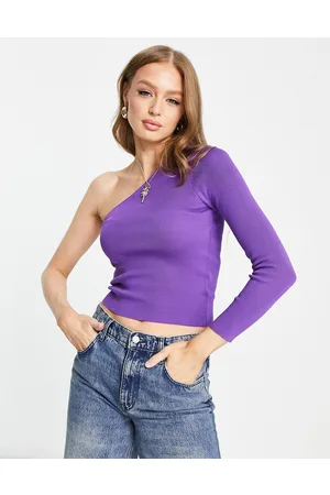 New Look One shoulder knitted top in