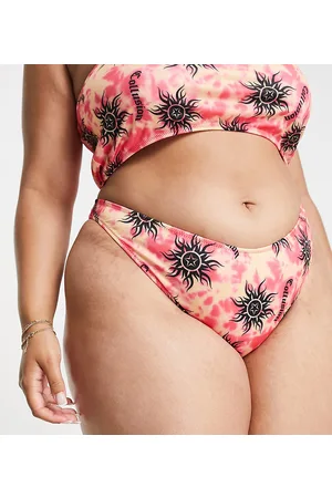 COLLUSION Plus tie dye sun print bikini bottom in pink
