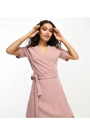 JDY Belted wrap mini dress in