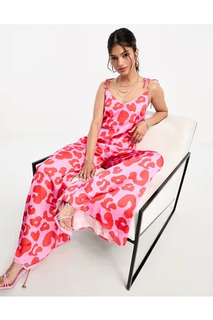 Never Fully Dressed Wide leg jumpsuit in and red leopard