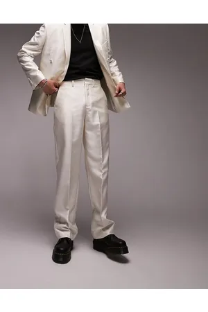 Topman Wide leg suit trousers with pleats in