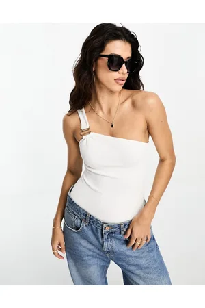 ASOS One shoulder bodysuit with metal trim detail in