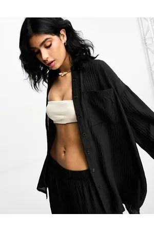 The Frolic Tourmaline shirred long sleeve top co-ord in pleated texture