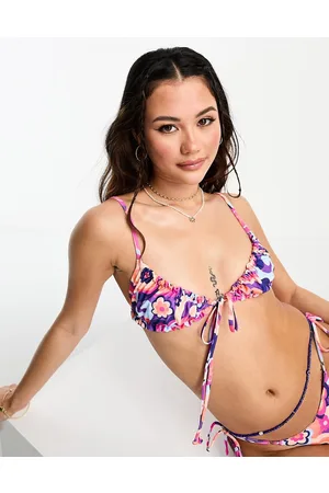 Kulani Kinis Ruched bralette bikini top in Tipsy Dip floral print