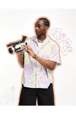 ASOS Boxy oversized revere shirt in floral towelling