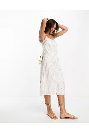 River Island Sequin slip midi dress in