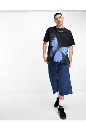 Good For Nothing Oversized t-shirt in acid wash with large butterfly print
