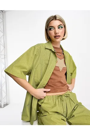 COLLUSION Short sleeve shirt co-ord in stripe