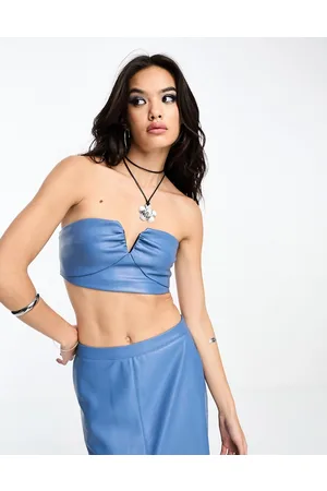 Something New X Emma Fridsell leather look bandeau top co-ord in