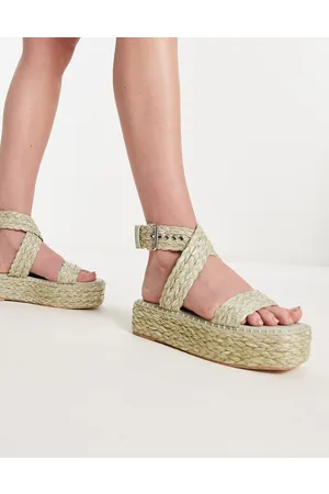 Raid Crystal flatform sandals in raffia
