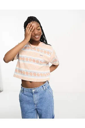 Obey Esther crop boxy t-shirt in peach